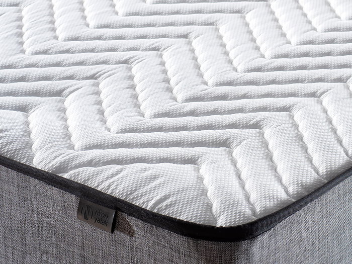 Hanah Home Conjunto Colchón Individual Base y Cabecero Gris 100x200 cm con Arcón y Muelles Múltiples